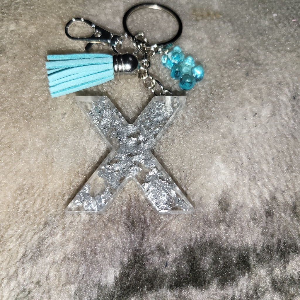 Clear Sliver Flakes X Keychain